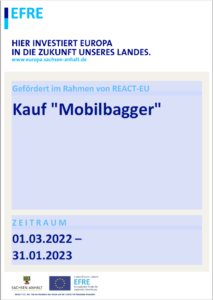 EFRE Plakat Förderung REACT-EU Kauf Mobilbagger